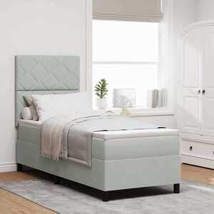 Imagine vidaXL Pat cu arc LED cu headboard Gri deschis 80 x 200 cm Catifea