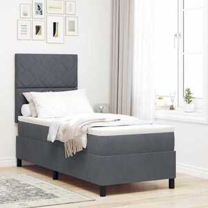 Imagine vidaXL Pat cu arc LED cu headboard Gri închis 80 x 200 cm Catifea