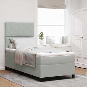 Imagine vidaXL Pat cu arc LED cu headboard Gri deschis 100 x 200 cm Catifea