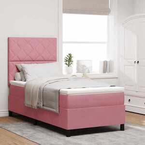 Imagine vidaXL Pat cu arc LED cu headboard Roz 100 x 200 cm Catifea