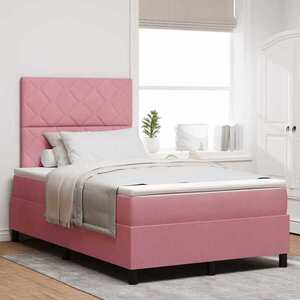 Imagine vidaXL Pat cu arc LED cu headboard Roz 120 x 200 cm Catifea