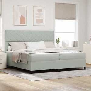Imagine vidaXL Pat cu arc LED cu headboard Gri deschis 200 x 200 cm Catifea
