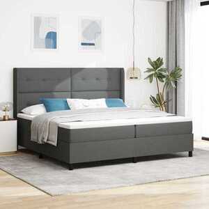Imagine vidaXL Pat cu arc LED cu headboard Gri închis 200 x 200 cm țesătură