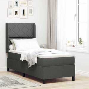Imagine vidaXL Pat cu arc LED cu headboard Gri închis 90 x 190 cm țesătură