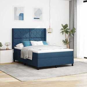 Imagine vidaXL Pat cu arc LED cu headboard albastru 140 x 190 cm țesătură