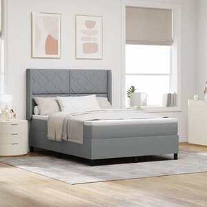Imagine vidaXL Pat cu arc LED cu headboard Gri deschis 140 x 200 cm țesătură
