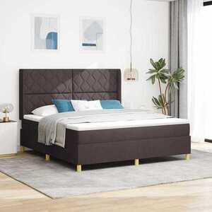 Imagine vidaXL Pat cu arcuri cu benzi LED Maro 180 x 200 cm țesătură