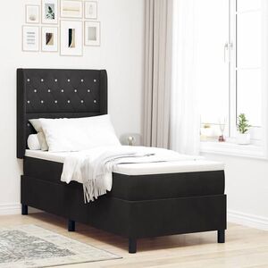 Imagine vidaXL Pat cu arcuri cu saltea cu led Negru 80 x 200 cm Catifea