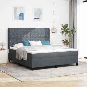 Imagine vidaXL Pat cu arcuri cu saltea cu led Gri închis 180 x 200 cm Catifea