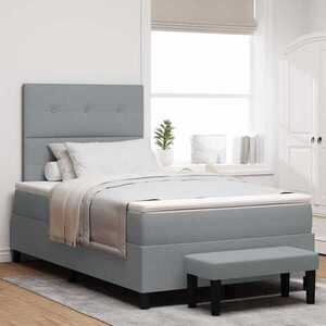Imagine vidaXL Pat cu arcuri cu headboard Gri deschis 120 x 190 cm țesătură