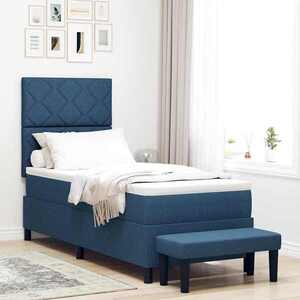 Imagine vidaXL Pat cu arcuri cu headboard albastru 80 x 200 cm țesătură