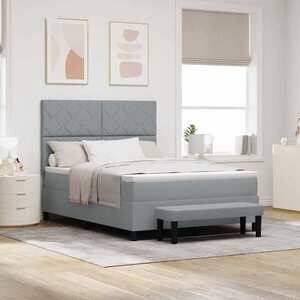 Imagine vidaXL Pat cu arcuri cu pernă Gri deschis 140 x 190 cm țesătură