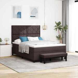 Imagine vidaXL Pat cu arcuri cu headboard Maro închis 160 x 200 cm țesătură