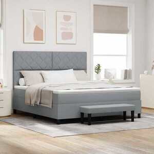 Imagine vidaXL Pat cu arcuri cu headboard Gri deschis 180 x 200 cm țesătură