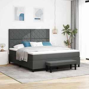 Imagine vidaXL Pat cu arcuri cu headboard Gri închis 180 x 200 cm țesătură