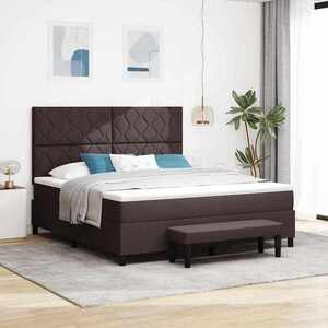 Imagine vidaXL Pat cu arcuri cu headboard Maro închis 180 x 200 cm țesătură
