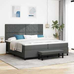 Imagine vidaXL Pat cu arcuri cu headboard Gri închis 200 x 200 cm țesătură