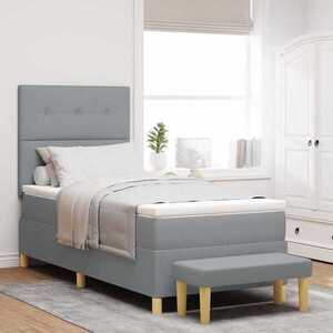 Imagine vidaXL Pat cu arcuri cu headboard Gri deschis 200 x 100 cm țesătură