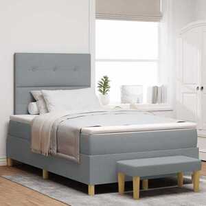 Imagine vidaXL Pat cu arcuri cu headboard Gri deschis 120 x 200 cm țesătură