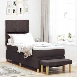 Imagine vidaXL Pat cu arcuri cu headboard Maro închis 200 x 80 cm țesătură