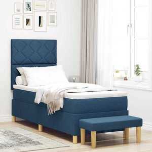 Imagine vidaXL Pat cu arcuri cu headboard albastru 200 x 80 cm țesătură