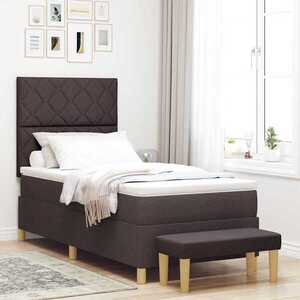 Imagine vidaXL Pat cu arcuri cu headboard Maro închis 190 x 90 cm țesătură