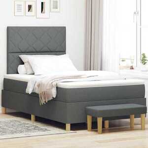 Imagine vidaXL Pat cu arcuri cu pernă Gri închis 200 x 120 cm țesătură