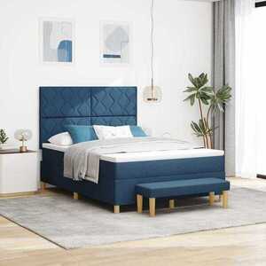 Imagine vidaXL Pat cu arcuri cu pernă albastru 200 x 140 cm țesătură