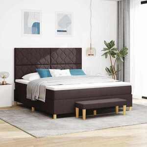 Imagine vidaXL Pat cu arcuri cu headboard Maro închis 200 x 180 cm țesătură