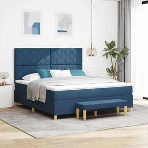 Imagine vidaXL Pat cu arcuri cu headboard albastru 200 x 180 cm țesătură