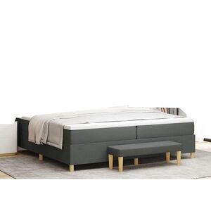 Imagine vidaXL Pat cu arcuri cu headboard Gri închis 200 x 200 cm țesătură