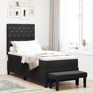Imagine vidaXL Pat cu arcuri cu headboard Negru 200 x 80 cm Catifea