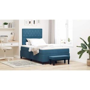 Imagine vidaXL Pat cu arcuri cu headboard Albastru închis 200 x 120 cm Catifea