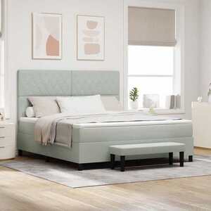 Imagine vidaXL Pat cu arcuri cu headboard Gri deschis 200 x 180 cm Catifea