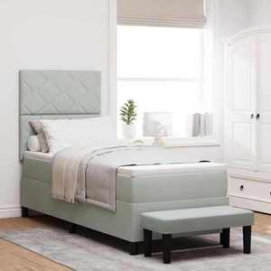 Imagine vidaXL Pat cu arcuri cu headboard Gri deschis 200 x 80 cm Catifea