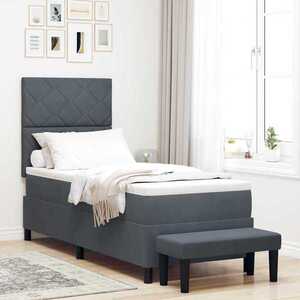 Imagine vidaXL Pat cu arcuri cu headboard Gri închis 200 x 80 cm Catifea