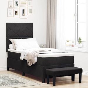 Imagine vidaXL Pat cu arcuri cu headboard Negru 200 x 80 cm Catifea