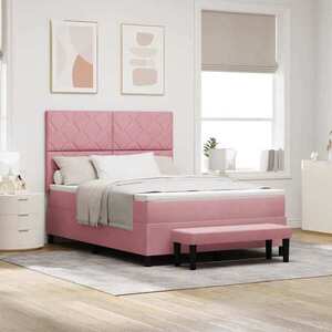 Imagine vidaXL Pat cu arcuri cu pernă cu headboard Roz 200 x 140 cm Catifea