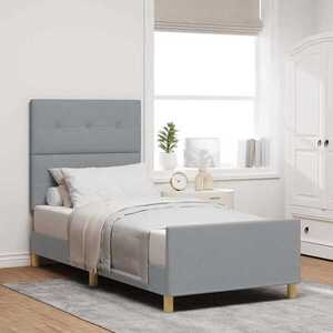 Imagine vidaXL Cadru de pat cu headboard Gri deschis 100 x 200 cm țesătură