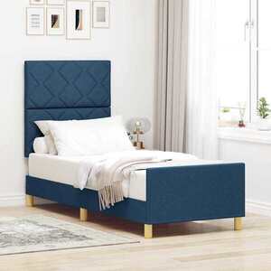 Imagine vidaXL Cadru de pat cu headboard albastru 80 x 200 cm țesătură