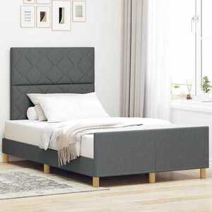 Imagine vidaXL Cadru de pat cu headboard Gri închis 120 x 200 cm țesătură