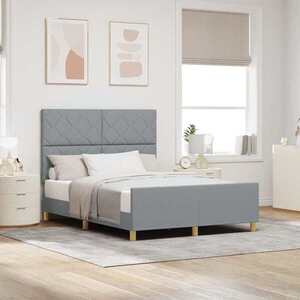 Imagine vidaXL Cadru de pat cu headboard Gri deschis 140 x 190 cm țesătură