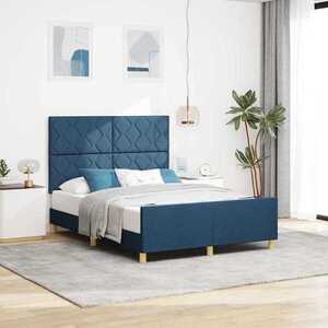 Imagine vidaXL Cadru de pat cu headboard albastru 160 x 200 cm țesătură