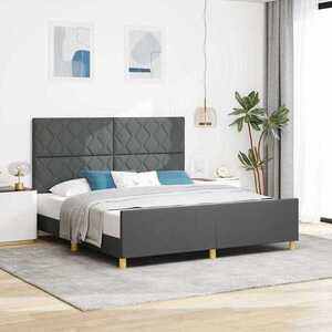 Imagine vidaXL Cadru de pat cu headboard Gri închis 180 x 200 cm țesătură