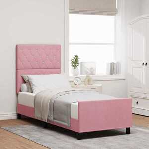 Imagine vidaXL Pat cu arcuri cu headboard Roz 80 x 200 cm Catifea