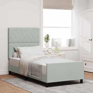 Imagine vidaXL Pat cu arcuri cu headboard Gri deschis 90 x 190 cm Catifea