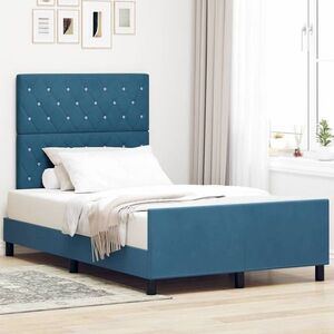 Imagine vidaXL Pat cu arcuri cu headboard Albastru închis 120 x 200 cm Catifea