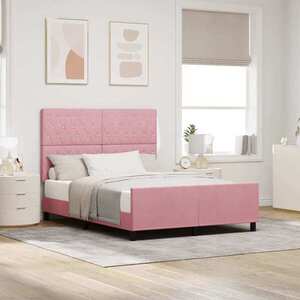 Imagine vidaXL Pat cu arcuri cu headboard Roz 160 x 200 cm Catifea