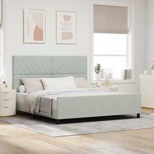 Imagine vidaXL Pat cu arcuri cu headboard Gri deschis 180 x 200 cm Catifea