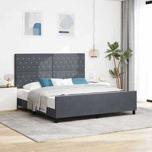 Imagine vidaXL Pat cu arcuri cu headboard Gri închis 180 x 200 cm Catifea